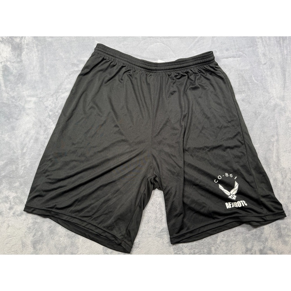 A4 Mens Athletic Shorts 2XL Black CO-861 AFJROTC Training N5283 9 Inch Inseam